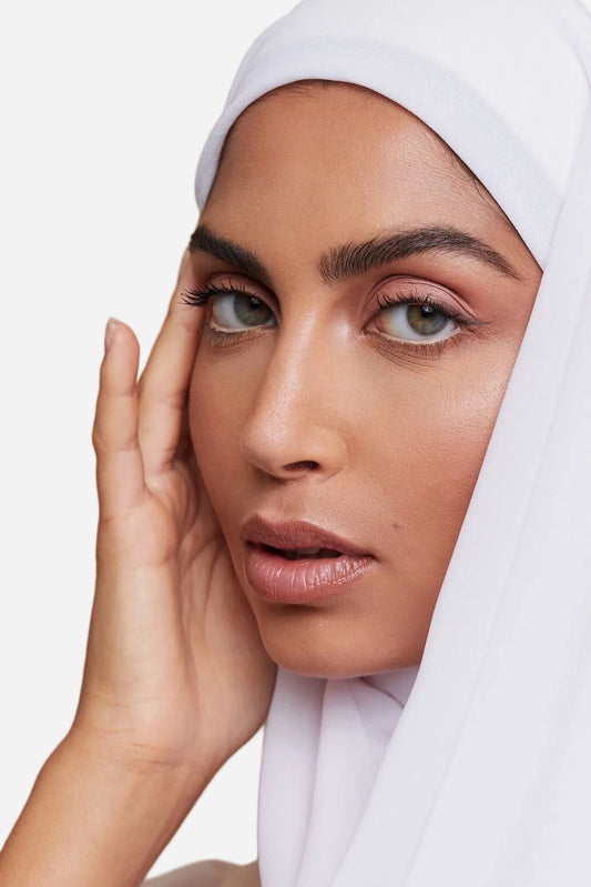 White premium luxe chiffon hijab by Amanah with a soft airy finish