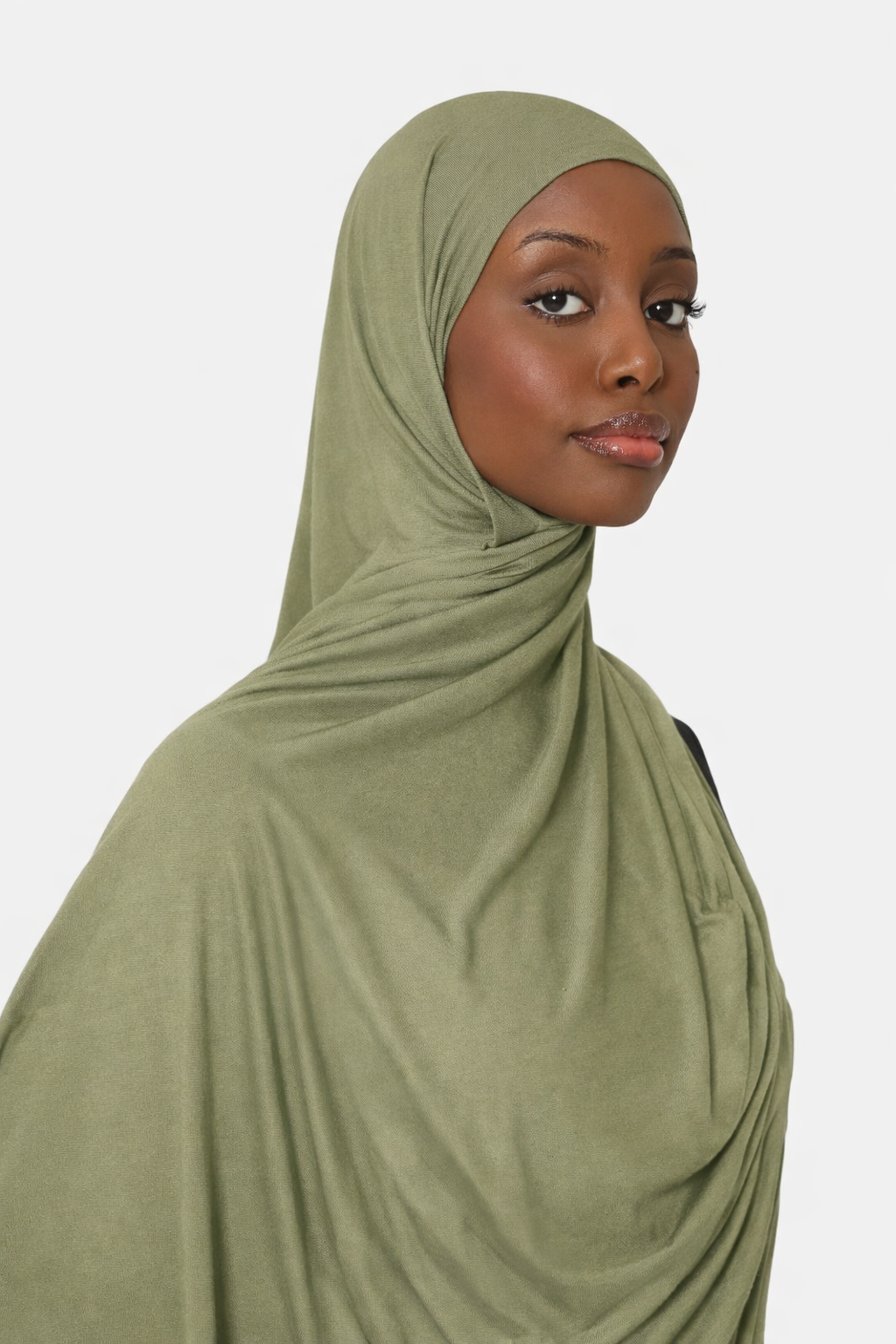 Olive classic light jersey hijab by Amanah with a smooth comfortable drape