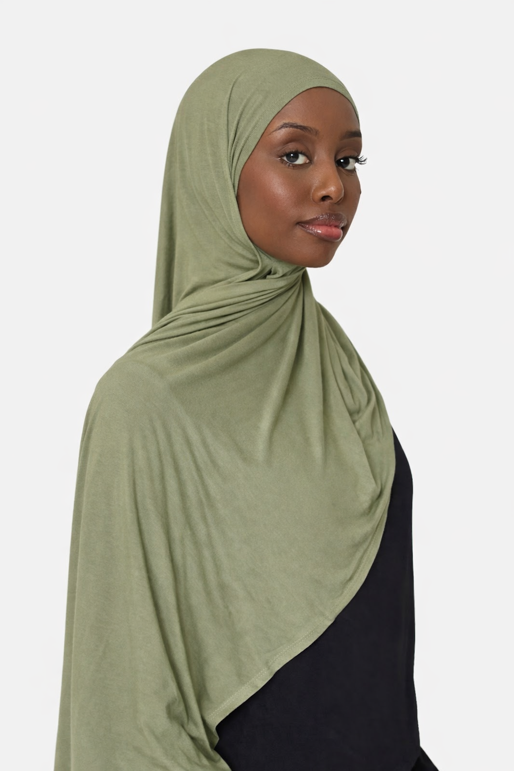 Olive classic light jersey hijab by Amanah with a smooth comfortable drape