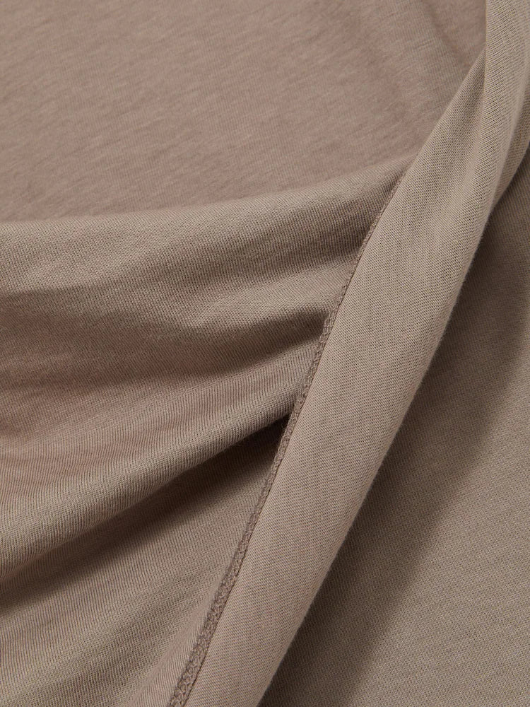 Classic Light Jersey Hijab in Taupe by Amanah, styled in a soft draped wrap.