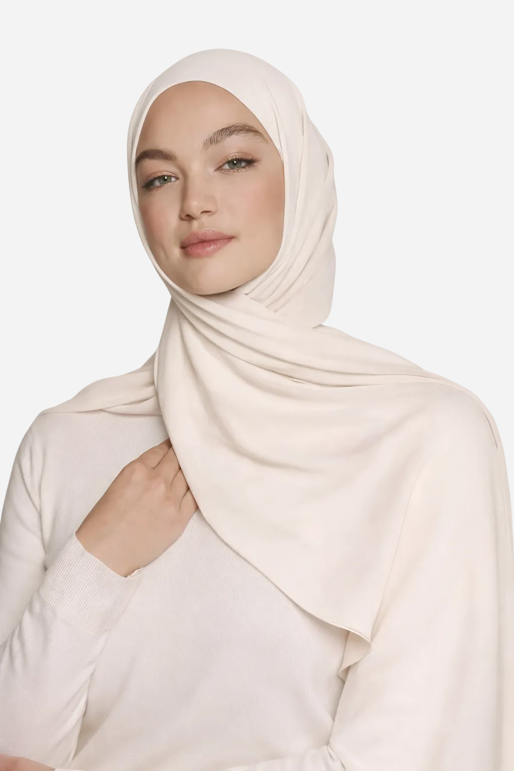 Ivory classic soft chiffon hijab by Amanah with a light airy texture