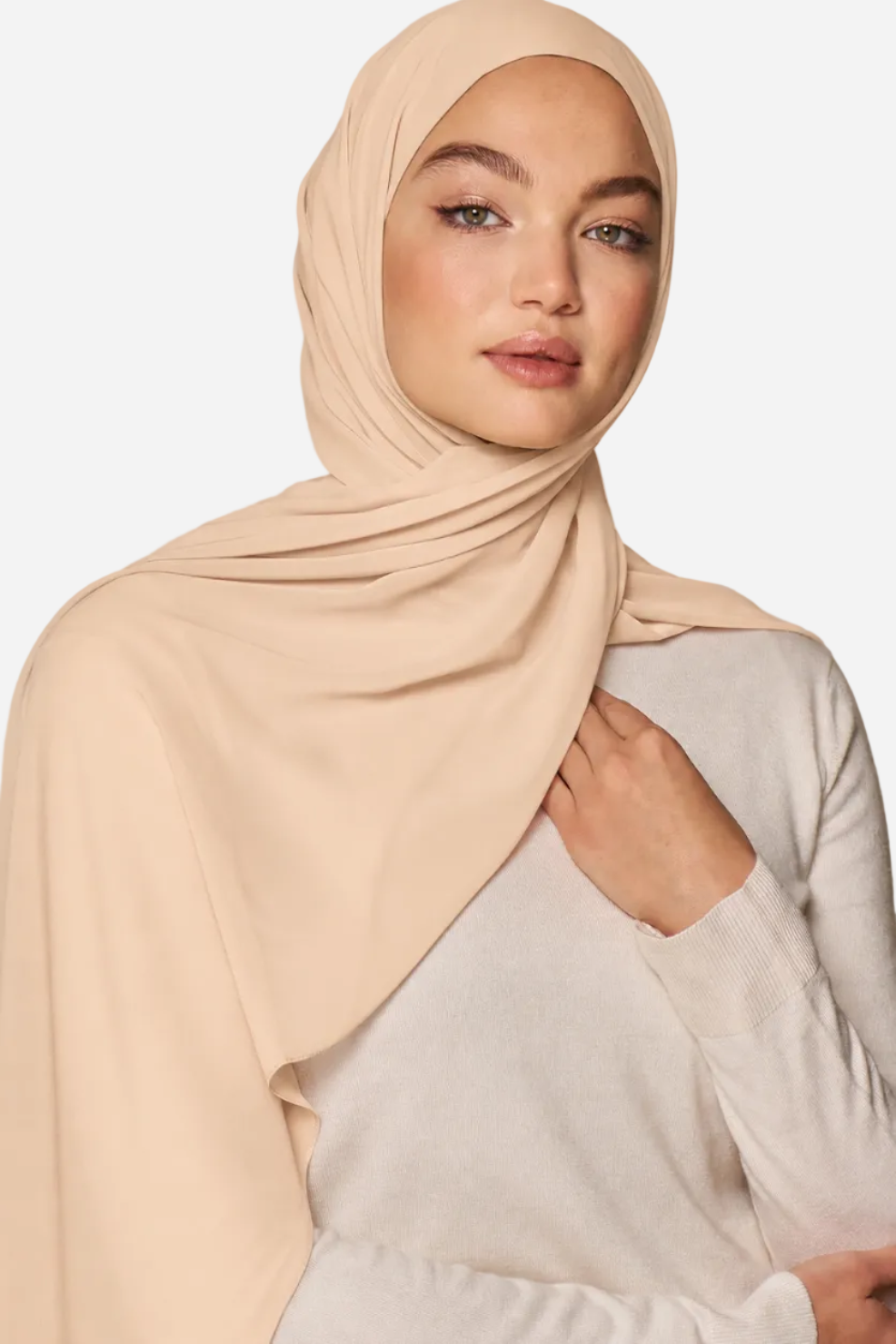 Sand classic soft chiffon hijab by Amanah with a light airy texture