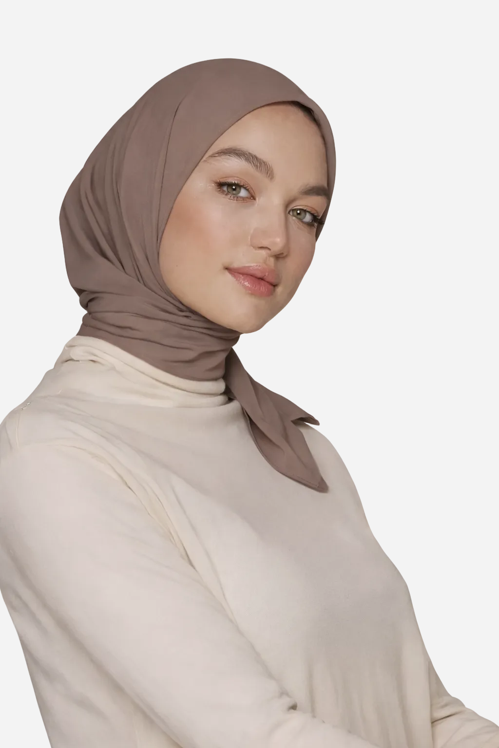 Taupe classic soft chiffon hijab by Amanah with a soft airy drape