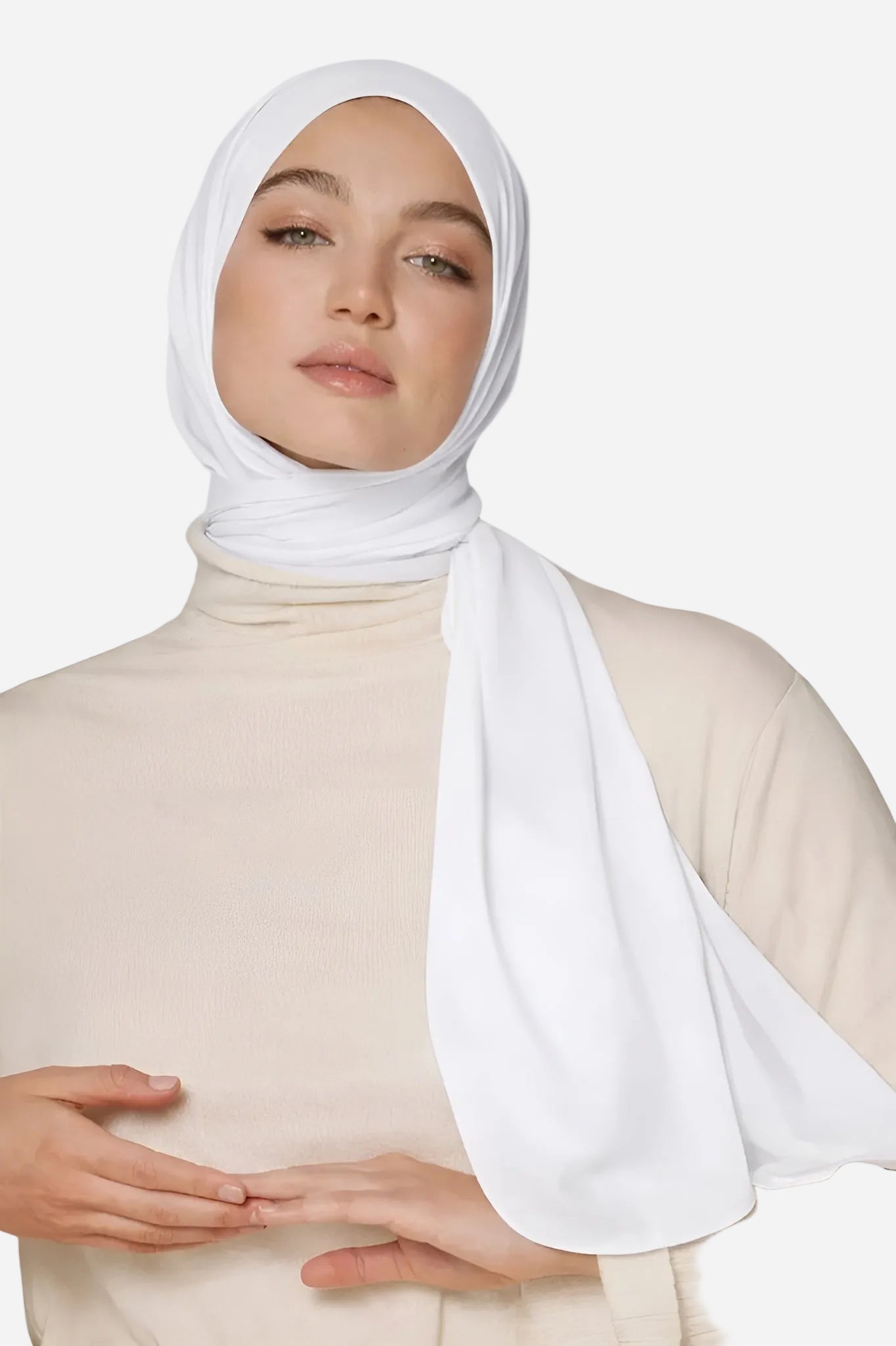 White classic soft chiffon hijab by Amanah with a light flowing finish