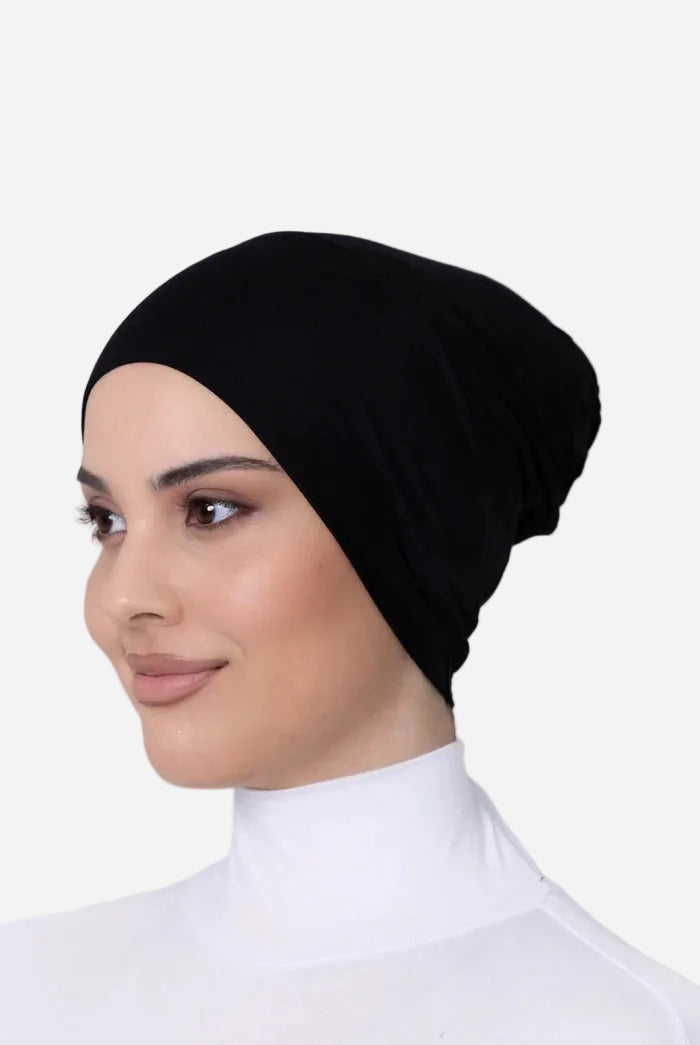 Black essential jersey underscarf by Amanah for comfortable all day wear