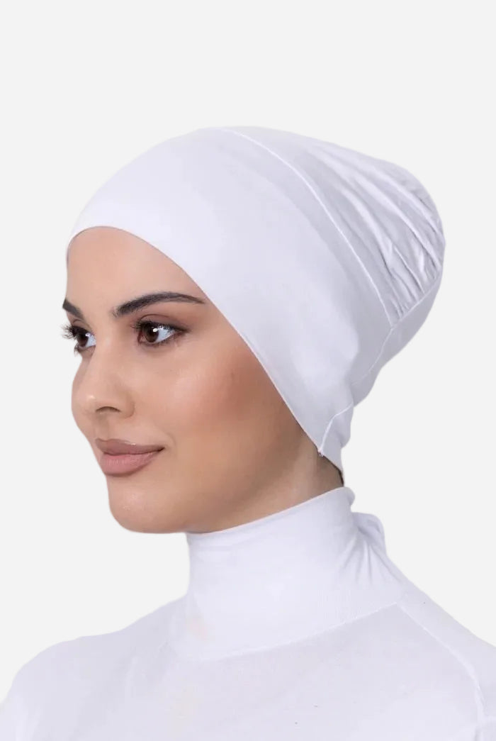 White essential jersey underscarf by Amanah with soft breathable fabric