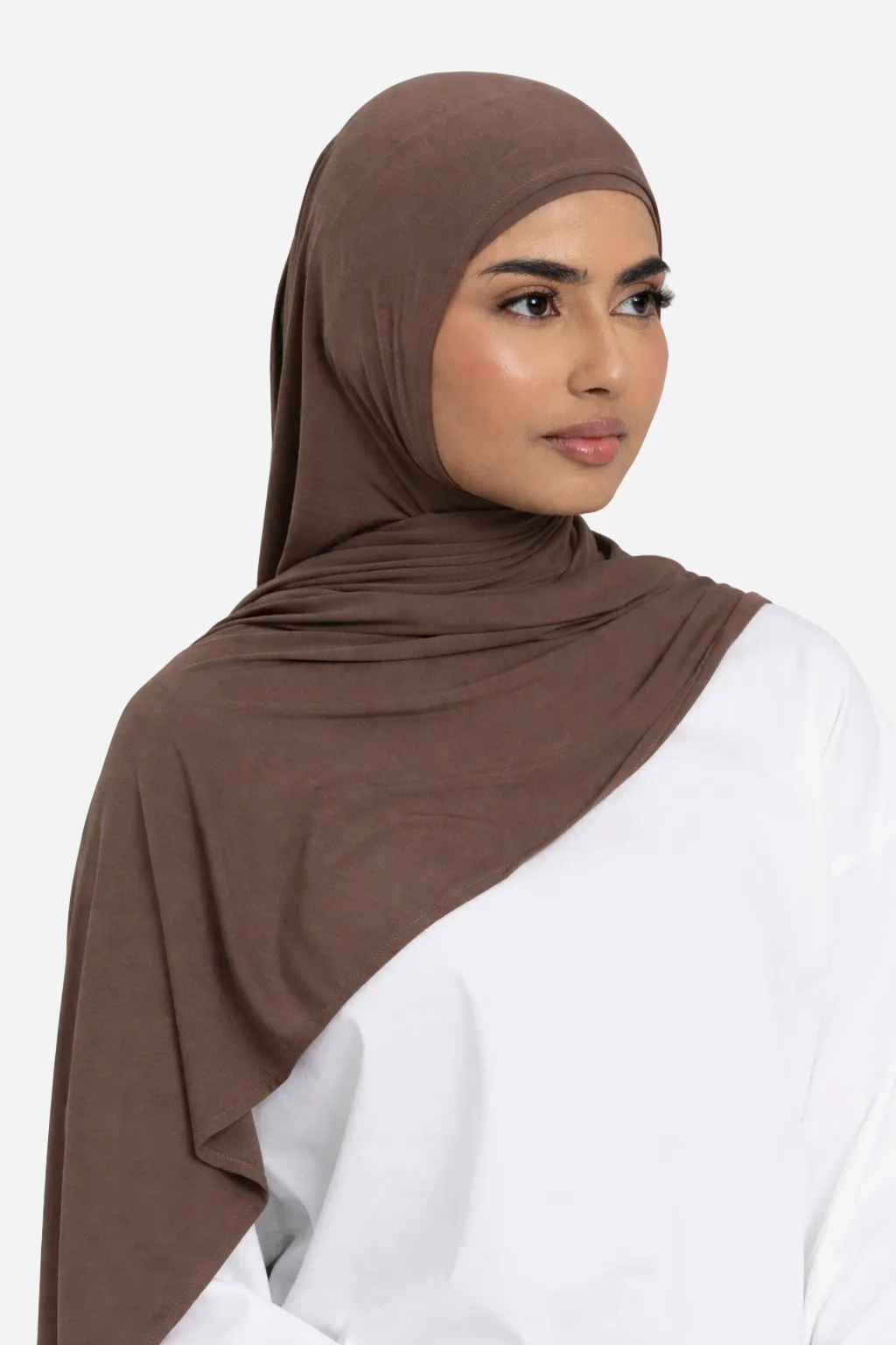 Cocoa premium bamboo jersey hijab by Amanah with a breathable silky finish