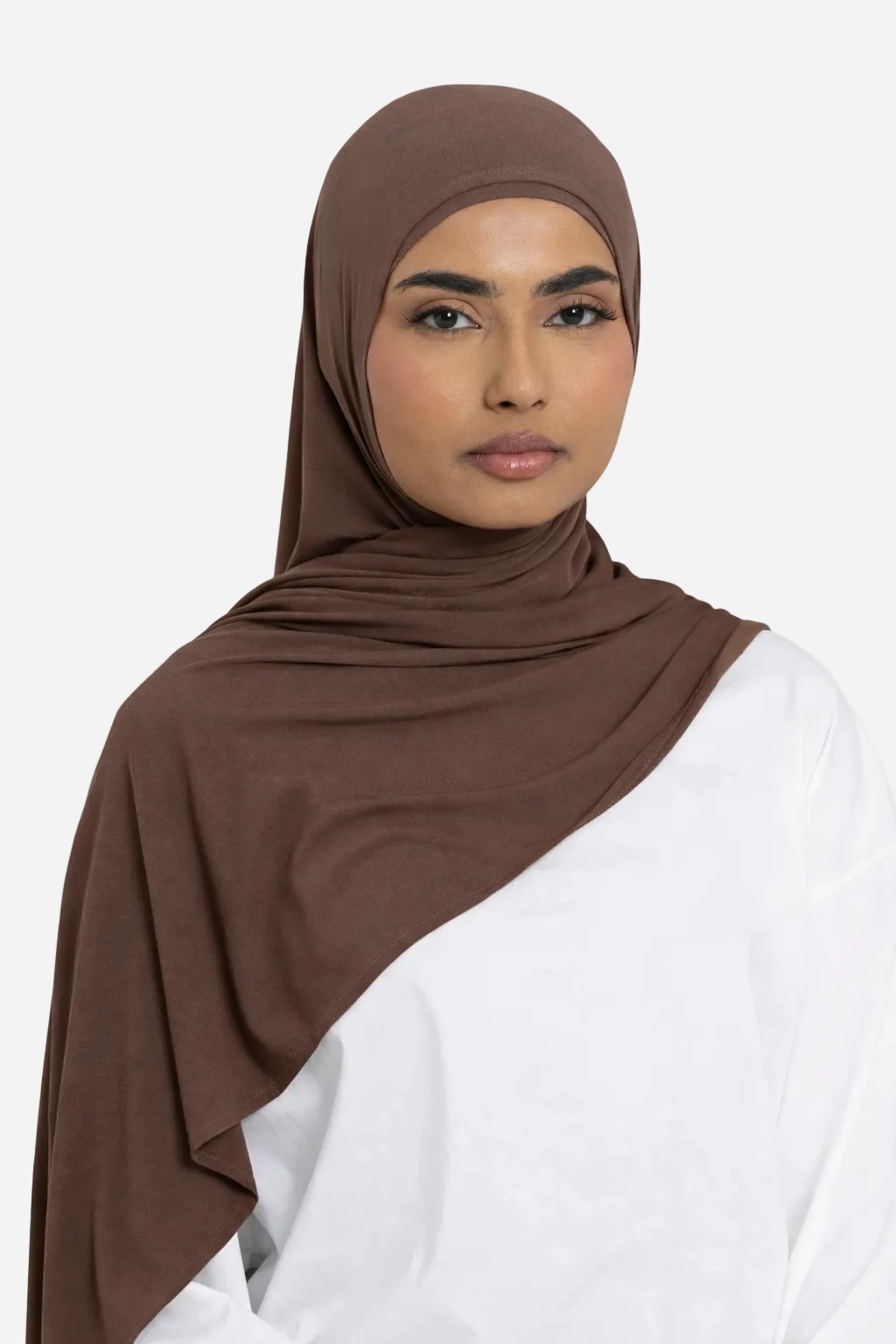 Cocoa premium bamboo jersey hijab by Amanah with a breathable silky finish