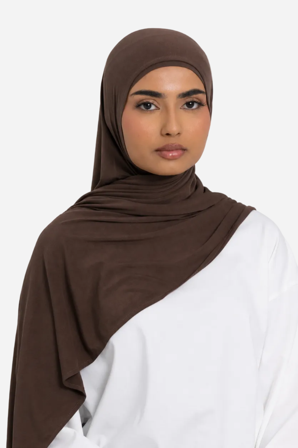 Cocoa premium bamboo jersey hijab by Amanah with a breathable silky finish