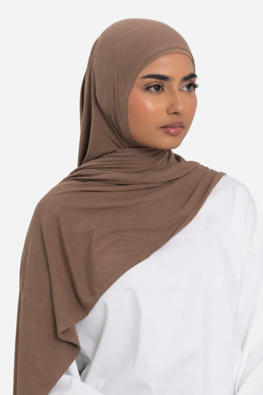 Latte premium bamboo jersey hijab by Amanah with a breathable silky finish