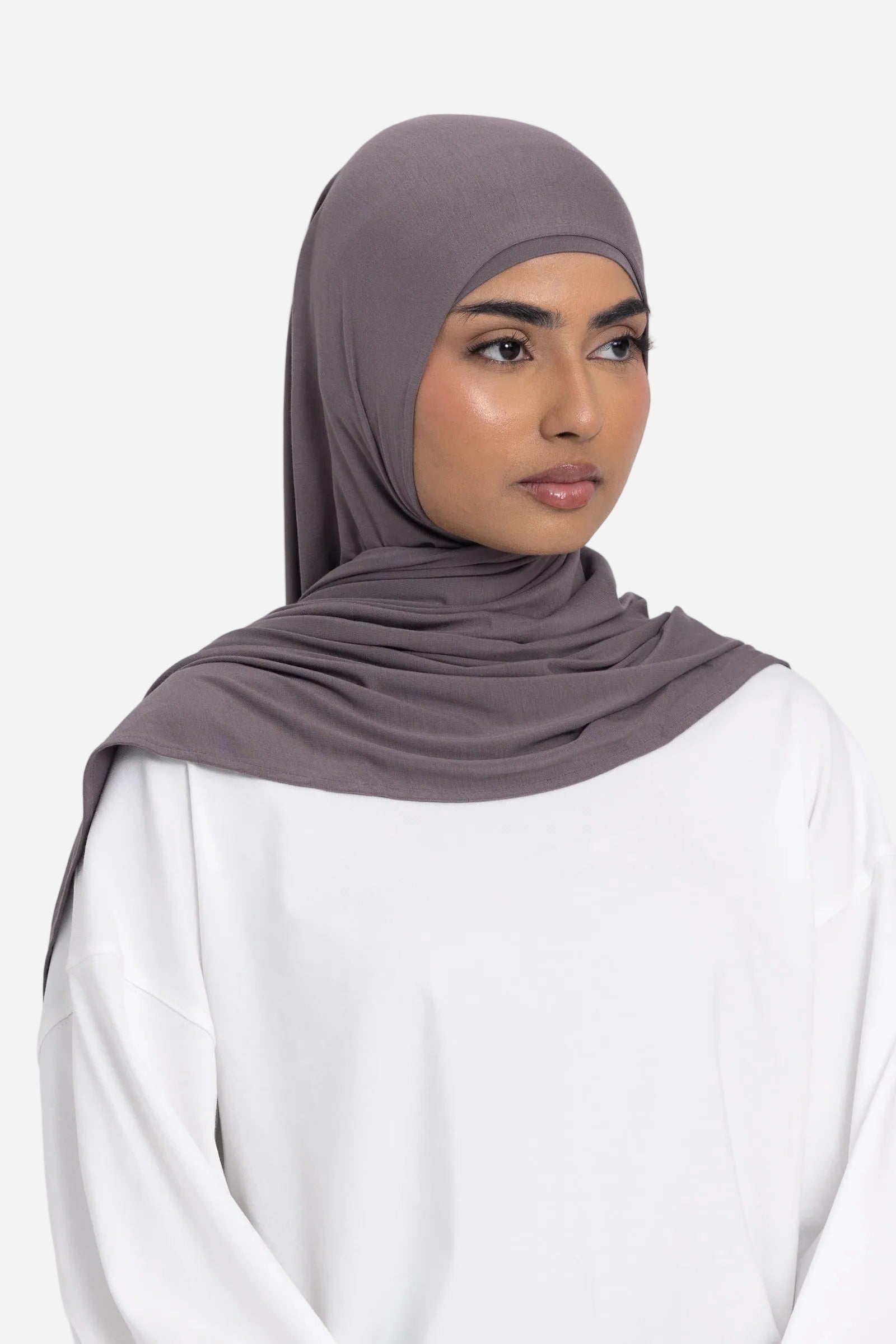 Stone premium bamboo jersey hijab by Amanah with a soft elegant drape