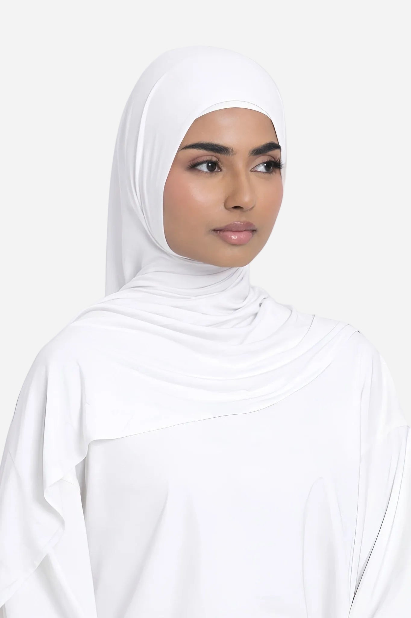 White premium bamboo jersey hijab by Amanah with a smooth lightweight texture