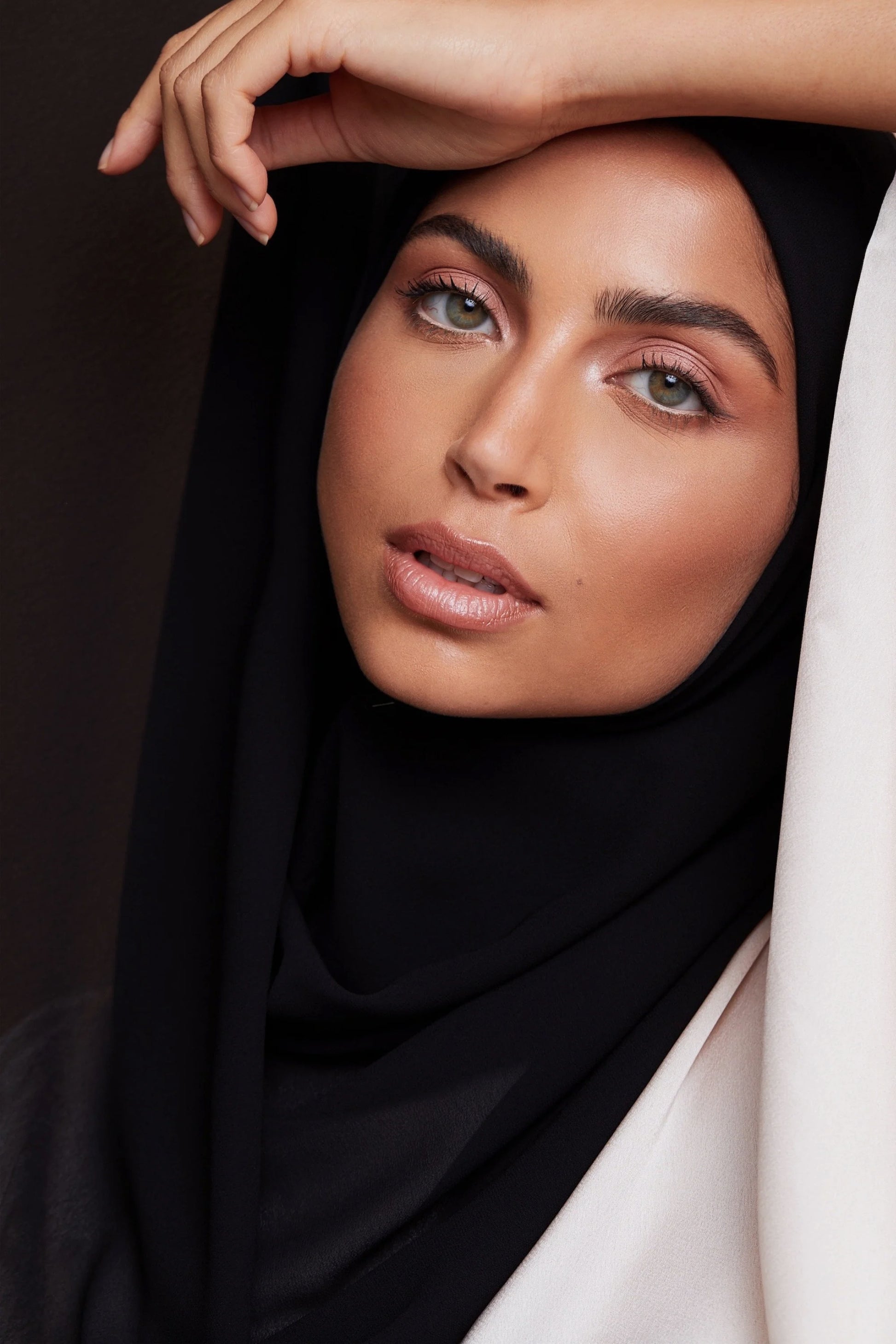 Black premium luxe chiffon hijab by Amanah with a light elegant drape