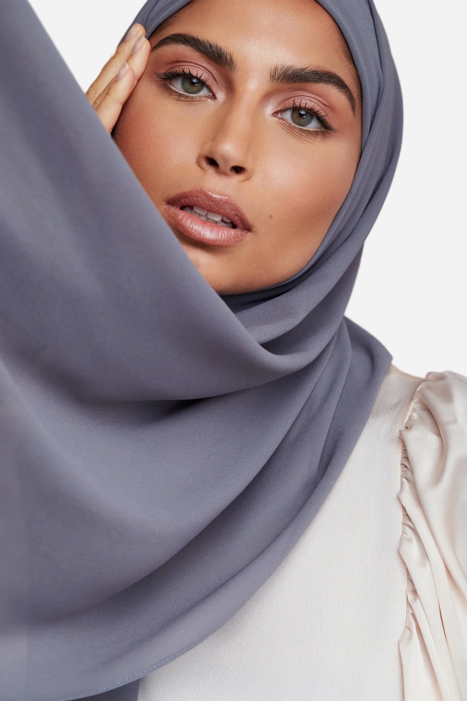 Stone premium luxe chiffon hijab by Amanah with a lightweight flowing drape