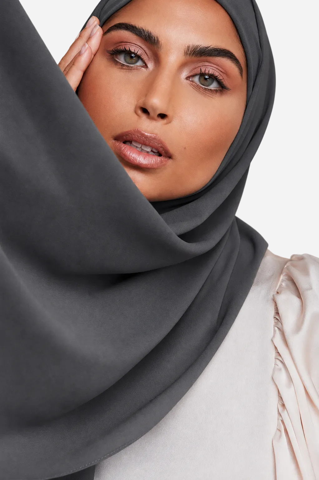 Stone premium luxe chiffon hijab by Amanah with a lightweight flowing drape