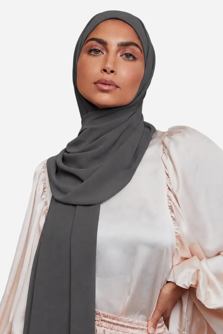 Stone premium luxe chiffon hijab by Amanah with a lightweight flowing drape